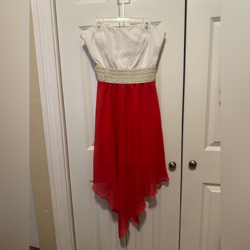 Red White Strapless Tulle Skater Party Dress Fit Flare Wild Daisy Junior Medium